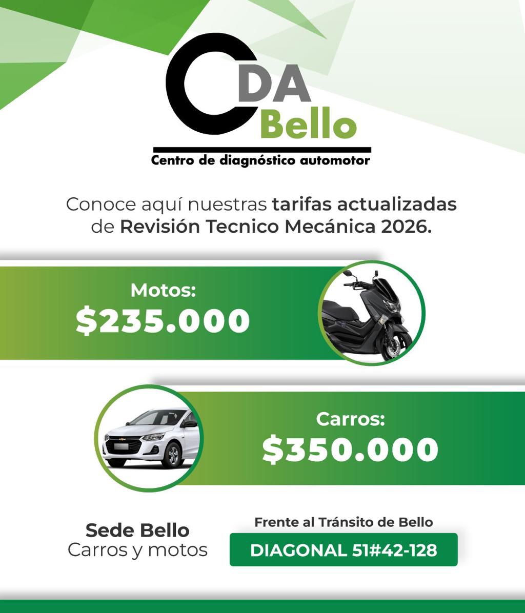 Tarifas CDA BELLO MOTOS